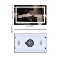 Espejo de baño inteligente con doble lavabo, montado en la pared, con altavoz Bluetooth, antivaho, con indicador de hora y temperatura para hotel.