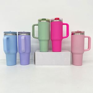 <b>Double</b> <b>Walled</b> Macaroon White Blank Sublimation 40oz Leak Spill Proof Tumbler Cups <b>Mug</b> with Removable Flip Straw Lid - Product Image 3