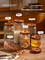 Klassieke design glazen afsluitbare pot, voedselveilig, voor cadeaus, noten, gedroogd fruit, snoep, koffiebonen, honing, meloenpitten, met houten deksel