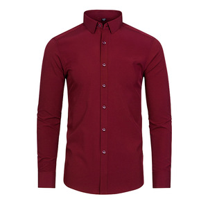 Camicia da Uomo a Maniche Lunghe in Tessuto Elasticizzato in Quattro Direzioni, Non Stiro, Mercerizzata, Vestibilità <span class=keywords><strong>Verticale</strong></span>, Taglie Europee, Pronta Consegna - ODM/OEM - Product Image 1