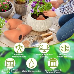 Nouveauté Pots Olla en argile faits à la main Pots d'arrosage en poterie avec liège pour le jardin comme système d'irrigation de pots de fleurs - Product Image 2