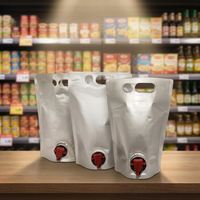 Pochette Doypack Personnalisée en Aluminium avec Robinet et Poignée de Transport, Sac Distributeur Argenté Haute Barrière pour Vin, Boissons et Liquides