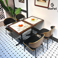 Ensemble de table et de chaises de style rétro en cuir pour café et restaurant, mobilier commercial pour hôtel