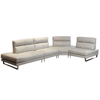Fuyas Italienisches Minimalistisches Wohnzimmer-Sofa, Großes Ecksofa in L-Form, Modulares Funktionales Sofa mit Verstellbarer Rückenlehne aus Echtem Leder