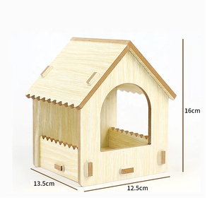 Usine en gros enfants bricolage en bois maison d'oiseau Graffiti ensemble extérieur jardin décoration suspendu en bois <span class=keywords><strong>cage</strong></span> à oiseaux - Product Image 4