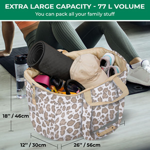 XXL女性用ヒョウ柄旅行ビーチバッグジッパーポケット付き特大旅行トート女性用巨大で大きなビーチバッグ - Product Image 3