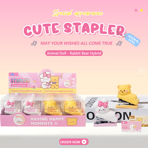 Set de Mini Engrapadoras Miax con Diseño de Animales (Conejo y Oso), 500 Grapas, Plástico Ecológico, <span class=keywords><strong>Engrapadora</strong></span> Estándar para Uso Escolar y de Oficina, Venta al Por Mayor - Product Image 2