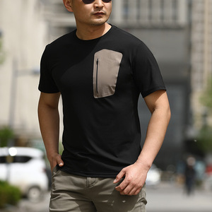 T-shirt tactique respirant personnalisé pour homme, polos d'été à manches courtes avec poche et motif au col, personnalisable - Product Image 3