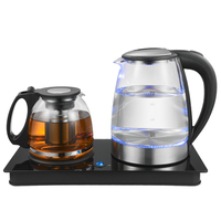 Cafetière électrique turque en verre pour le marché du Moyen-Orient, avec contrôle de la température, sans fil, base en acier inoxydable double couche