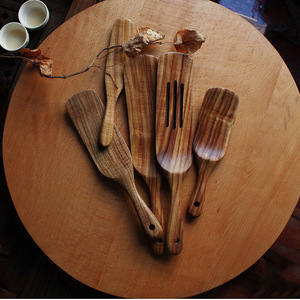 Teak Spatula Set Wooden Salad Mixing Utensils Kitchen <b>Tools</b> For Cooking And Serving - Product Image 2