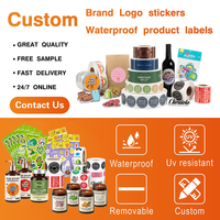 Pegatinas de Vinilo Impermeables con Logotipo de Marca Personalizado, en Bolsas OPP con Tarjetas de Presentación, Paquetes de Pegatinas de Lujo Personalizados para Promoción, MOQ Bajo