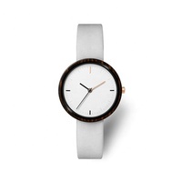 Amant en bois montre-bracelet en bois boîtier en bois bracelet en cuir avec Quartz Movt Watch Logo personnalisé