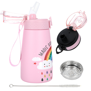 SilverJet Kids Stainless Steel Water <b>Bottle</b> 350ml Double Wall Insulated With <b>Straw</b> Leakproof Lid Cute Design For School Outdoor - Product Image 2