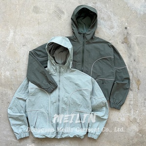 Custom Design Blank 3m <b>Reflective</b> Zip up <b>Jackets</b> Polyester Windproof Nylon Coat Outdoor Nylon Windbreaker <b>Jackets</b> <b>Men</b> - Product Image 1
