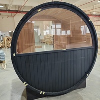 Sauna Exterior Negra Tipo Barril para 2 Personas, Fabricada en Madera de Cedro Rojo Japonés, Impermeable