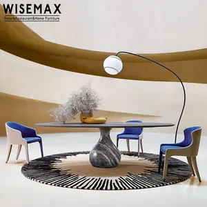 WISEMAX FURNITURE Italian round marble dining table dining room sets 6 chairs luxury marble table dining furniture