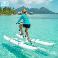Vélo aquatique gonflable rond à pédales, 1 place, cadre en aluminium, adapté aux eaux peu profondes, disponible pour les hôtels, fabriqué en Chine par Lumark.