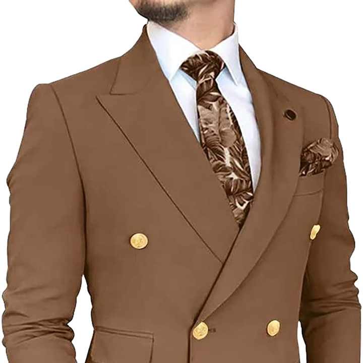 Mens White Double-Breasted Suit with Gold Buttons  Formal Slim Fit 2-Piece Set main image 1