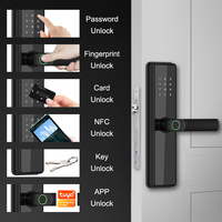 Cerradura Electrónica Inteligente para Puerta, con Huella Dactilar, Contraseña, Tarjeta RFID, Aplicación, Sin Llave, Cerrojo, WiFi Tuya, Acero, para Apartamento
