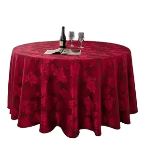 Mantel Redondo Vino Rojo Poliéster Jacquard Mantel Banquetes De