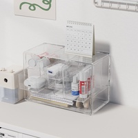 Boîte de rangement de bureau moderne et simple en polystyrène (PS) à six compartiments, transparente, type tiroir, organiseur pour étudiants