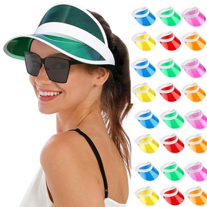 Bán buôn người đàn ông và phụ nữ unisex Tùy chỉnh màu xanh lá cây visors Retro Kẹo PVC Sun <span class=keywords><strong>Visor</strong></span> cap màu nhựa <span class=keywords><strong>Visor</strong></span> <span class=keywords><strong>hat</strong></span> - Product Image 1