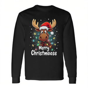 Camiseta de manga larga con estampado de ciervo navideño y luces navideñas de Merry Christmoose - Product Image 2