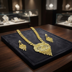 Wholesale 14K 18K 24K Micro Gold Plated Forming <b>Long</b> <b>Necklaces</b>, Floral Design Indian Jewelry, Brass Gold Filled Fashion Jewelry. - Product Image 2