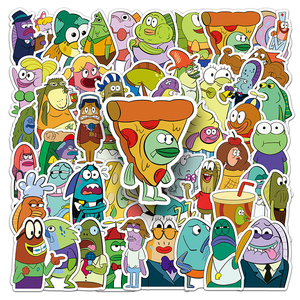 51 pz adesivo per telefono con fondo Bikini dipinto a mano con fondo e passante in stile cartone animato carino brutto pesce adesivo decorativo impermeabile per cellulare - Product Image 1