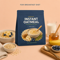 Sachets d'avoine personnalisés imprimés, qualité alimentaire, refermables, pour emballage d'avoine instantanée, pour petit-déjeuner et régime, vente en gros
