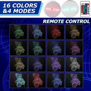 Vente en gros d'usine, lampe 3D à effet d'illusion moderne avec télécommande tactile ABS LED, base avec éclairage RVB, intensité réglable, 16 couleurs changeantes - Product Image 4