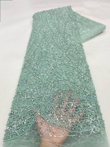 Ni. Ai thiết kế mới SỌC THÊU ngọc trai ren ngắn đính cườm Ren Vải <span class=keywords><strong>net</strong></span> ren sequin vải với ngọc trai - Product Image 4