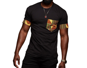 <span class=keywords><strong>2020</strong></span> T-shirt Personnalisé en gros Africain Hommes <span class=keywords><strong>Chemise</strong></span> À Manches Courtes Noir D'été T-shirt Décontracté - Product Image 1