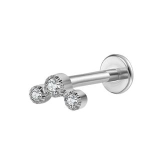 Vente en gros de bijoux de <span class=keywords><strong>piercing</strong></span> corporel en titane G23 ASTM F136, filetage interne, anneaux pour lèvres, nez, oreilles, extrémités avec zircon - Product Image 2