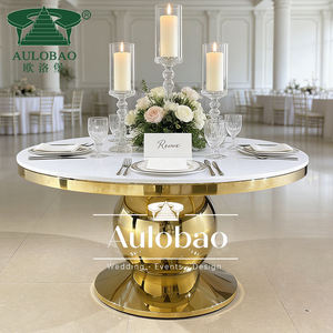 Mesa de Comedor Redonda Moderna de Lujo con Base de Acero Inoxidable Negro para Recepciones, Bodas, Hogar y Apartamentos - Product Image 4