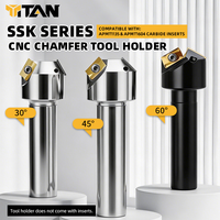 CNC SSK400R 45 °   Porte-outil de fraisage indexable pour chanfreinage, diamètre de la tige 12-16 mm, fraise de centrage pour centre d'usinage CNC