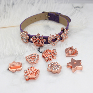 10Mm Rose Gold Hợp Kim Kim Loại Trượt Quyến Rũ Hợp Thời Trang Trang Sức Cho Dây Đeo Cổ Tay Vòng Đeo Tay Chữ Cho Rượu Vang Thủy Tinh Pha Lê Mặt Dây Chuyền - Product Image 6