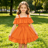 Robe d'été à volants pour filles, bretelles spaghetti, tissu doux, épaules dénudées, idéale pour le quotidien – Nouveauté promotionnelle