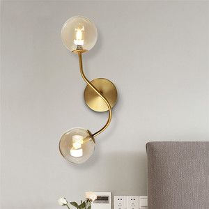 Moderno creativo doble cabeza bola de cristal claro cubierta montaje en pared lámpara de oro pared de metal - Product Image 2
