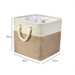 Nouvelle boîte de rangement pliable en lin avec poignée en corde de coton, panier de rangement pliable pour jouets, panier organisateur, panier à linge - Product Image 2