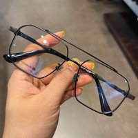 Lunettes de mode anti-lumière bleue haut de gamme pour hommes, lunettes optiques transparentes, monture carrée noire, lunettes anti-radiation