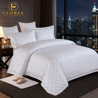 Ensemble de housse de couette en jacquard blanc, 100% coton satiné, ensemble de literie doux et respirant, linge de lit d'hôtel, 4 pièces