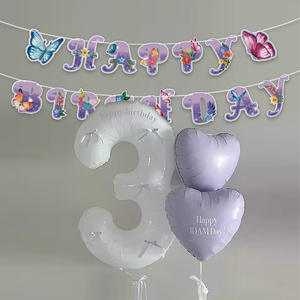 Décorations d'<span class=keywords><strong>anniversaire</strong></span> papillon violet papillon joyeux <span class=keywords><strong>anniversaire</strong></span> fête bannière pour papillon thème sexe révéler bébé douche déco - Product Image 5