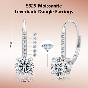 Boucles d'oreilles pendantes en moissanite et diamant de laboratoire certifiées GRA, plaquées or 14 carats, argent 925, VVS, à fermoir levier, cadeau de mariage pour femme, livraison gratuite - Product Image 1