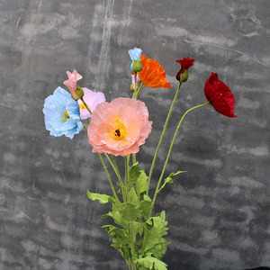 Grandes fleurs artificielles de pavot en soie, accessoires de photographie de mariage, décoration douce pour la maison, fleurs de sol - Product Image 2