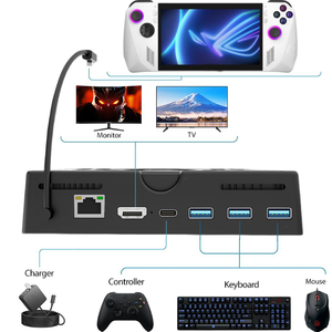 Adaptateur de quai d'extension de Base multifonctionnel 6 en 1 Station d'accueil <span class=keywords><strong>Hub</strong></span> USB 3.0 Ventilateur de refroidissement 4K HD MI pour Rog Ally - Product Image 1