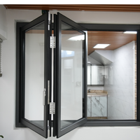 Ventana Plegable Aomeja, Corredera Vertical, Doble Acristalamiento, Vidrio Templado, Marco de Aleación de Aluminio, Moderna, Insonorizada e Impermeable para Villas