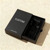Boîte à parfum personnalisée avec logo, dorure à chaud, huile essentielle, emballage de luxe pour parfum, boîte cadeau carrée à tiroir, éponge recyclable