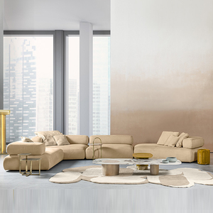 Ensemble de canapés en bois crème de luxe italien léger modulaire moderne simple grand plat créatif en forme d'angle pour le salon de la villa - Product Image 6