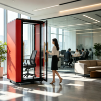 Cabine de travail portable moderne en aluminium insonorisée pour une personne, idéale pour le bureau à domicile ou le salon